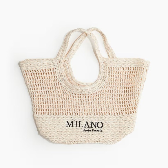 Milano Handbags - Milano Beige Crochet Tote Bag